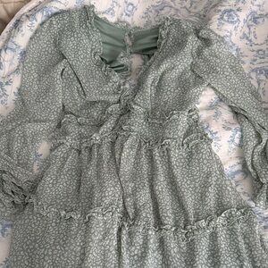 Sage Green Ruffle Tiered Casual Dress